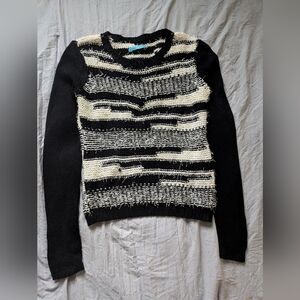 Alice + Olivia Black and Cream Textured Sweater